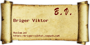 Briger Viktor névjegykártya